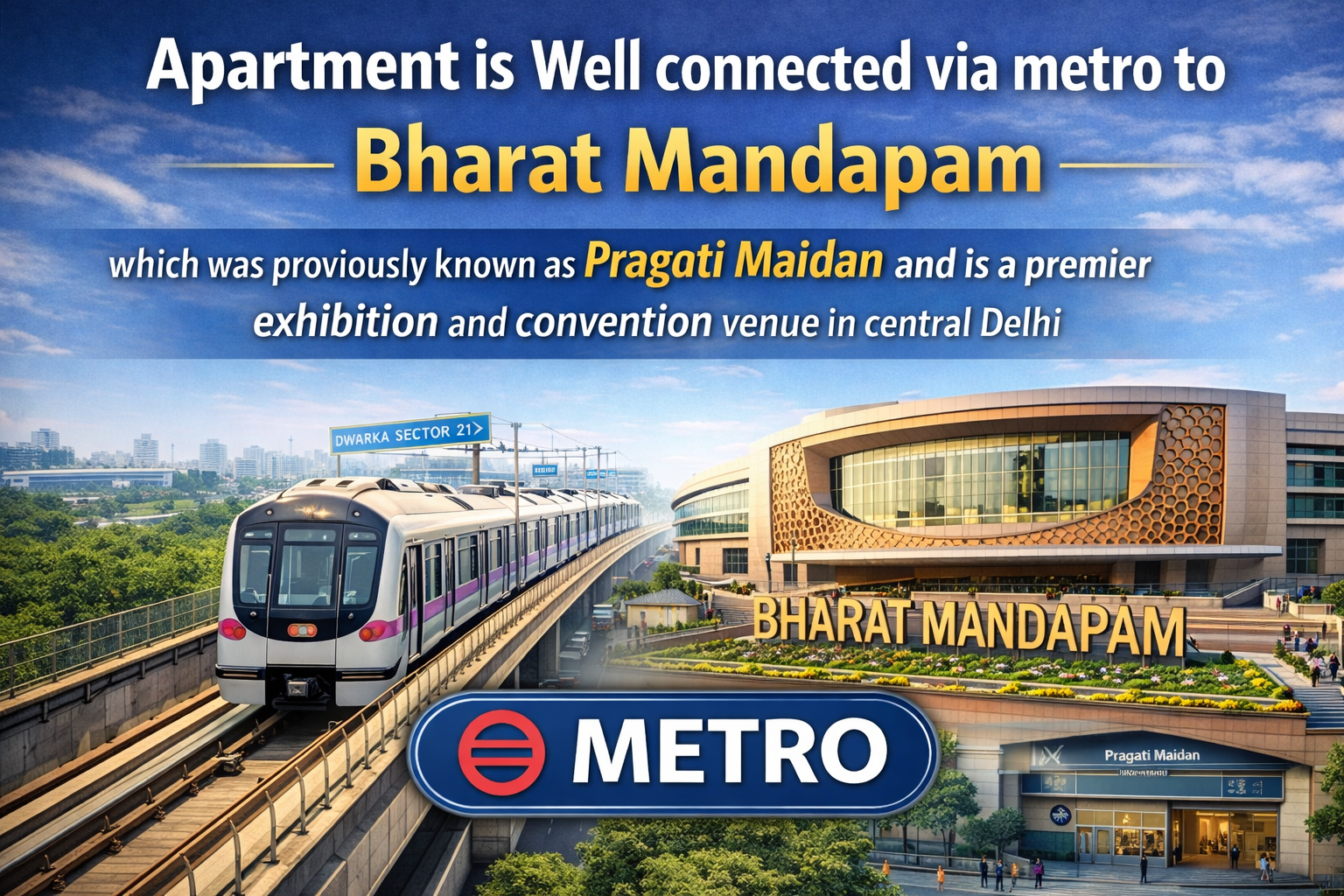 well connected by metro to bharat mandapam